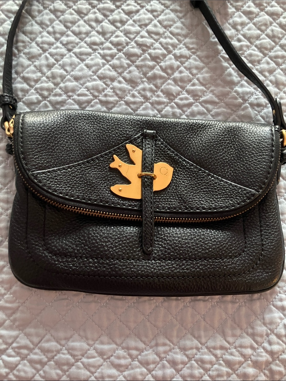 Marc By Marc Jacobs black Leather Crossbody with Gold Bird Hardware - Picture 2 of 11